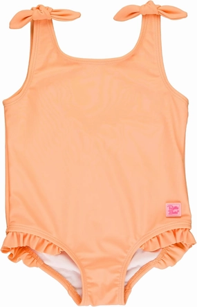 RuffleButts Girls UPF50  Sun Protection Tie Shoulder/Cross Back One Piece Swimsuit