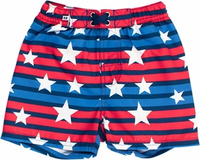 RUGGEDBUTTS Boys UPF50  Sun Protection Striped Color Block Swim Trunks