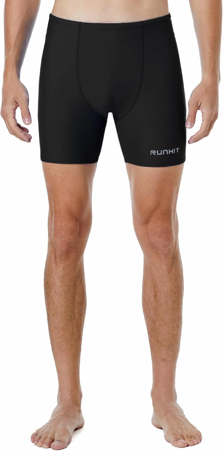 Runihit Men's Square Leg Swim Jammers Quick Dry Athletic Brief Swimsuit UFP 50  Compression Swimming Shorts