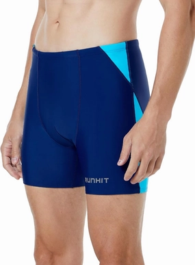 Runihit Men's Square Leg Swim Jammers Quick Dry Athletic Brief Swimsuit UFP 50  Compression Swimming Shorts