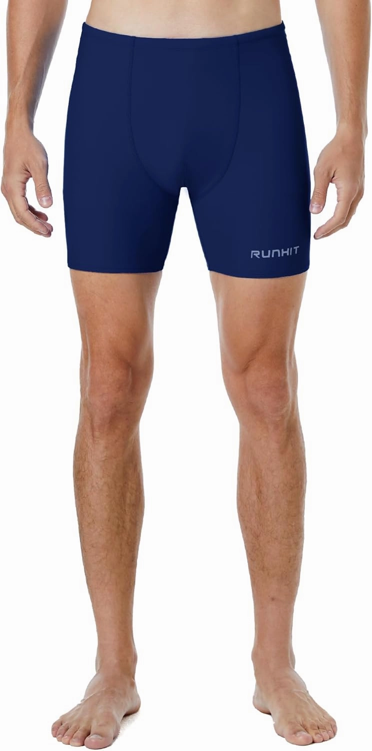 Runihit Men's Square Leg Swim Jammers Quick Dry Athletic Brief Swimsuit UFP 50  Compression Swimming Shorts