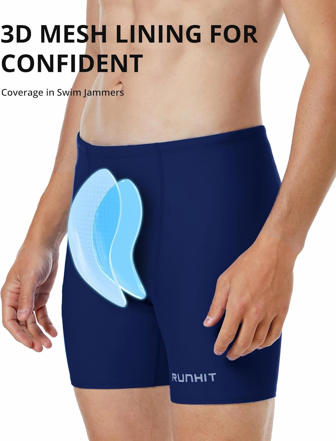 Runihit Men's Square Leg Swim Jammers Quick Dry Athletic Brief Swimsuit UFP 50  Compression Swimming Shorts