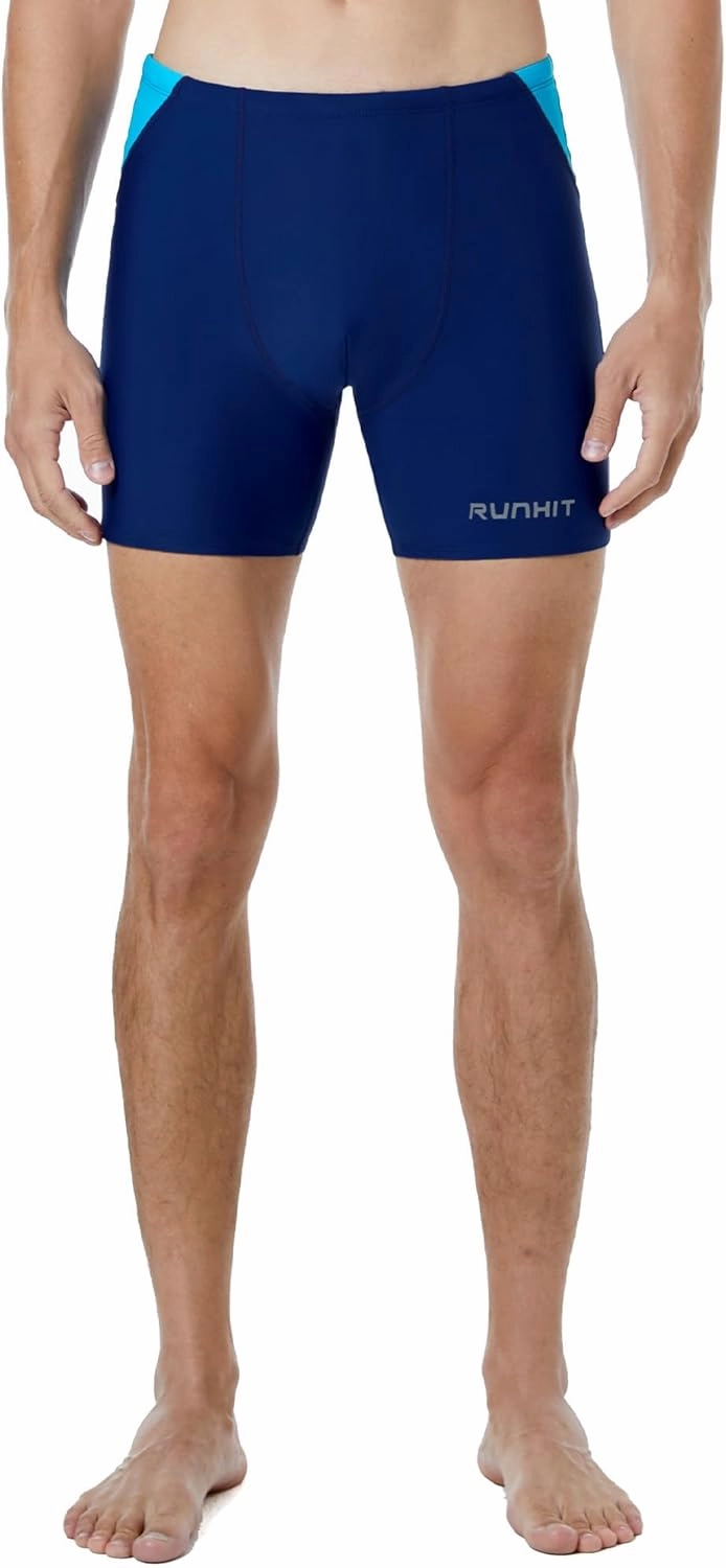 Runihit Men's Square Leg Swim Jammers Quick Dry Athletic Brief Swimsuit UFP 50  Compression Swimming Shorts