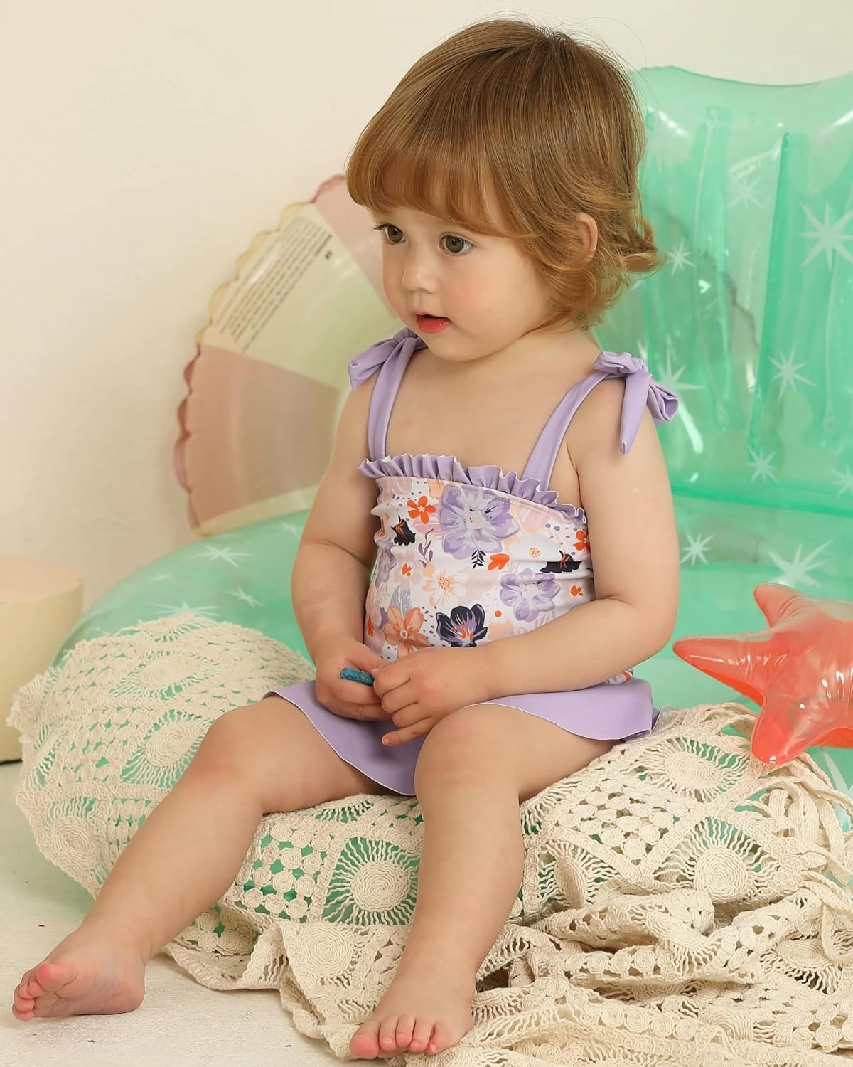 Saeaby Toddler Baby Girl Swimsuit One Piece Swimsuit Ruffle Adjustable Straps Girls' Swimwear Bathing Suits for Girls