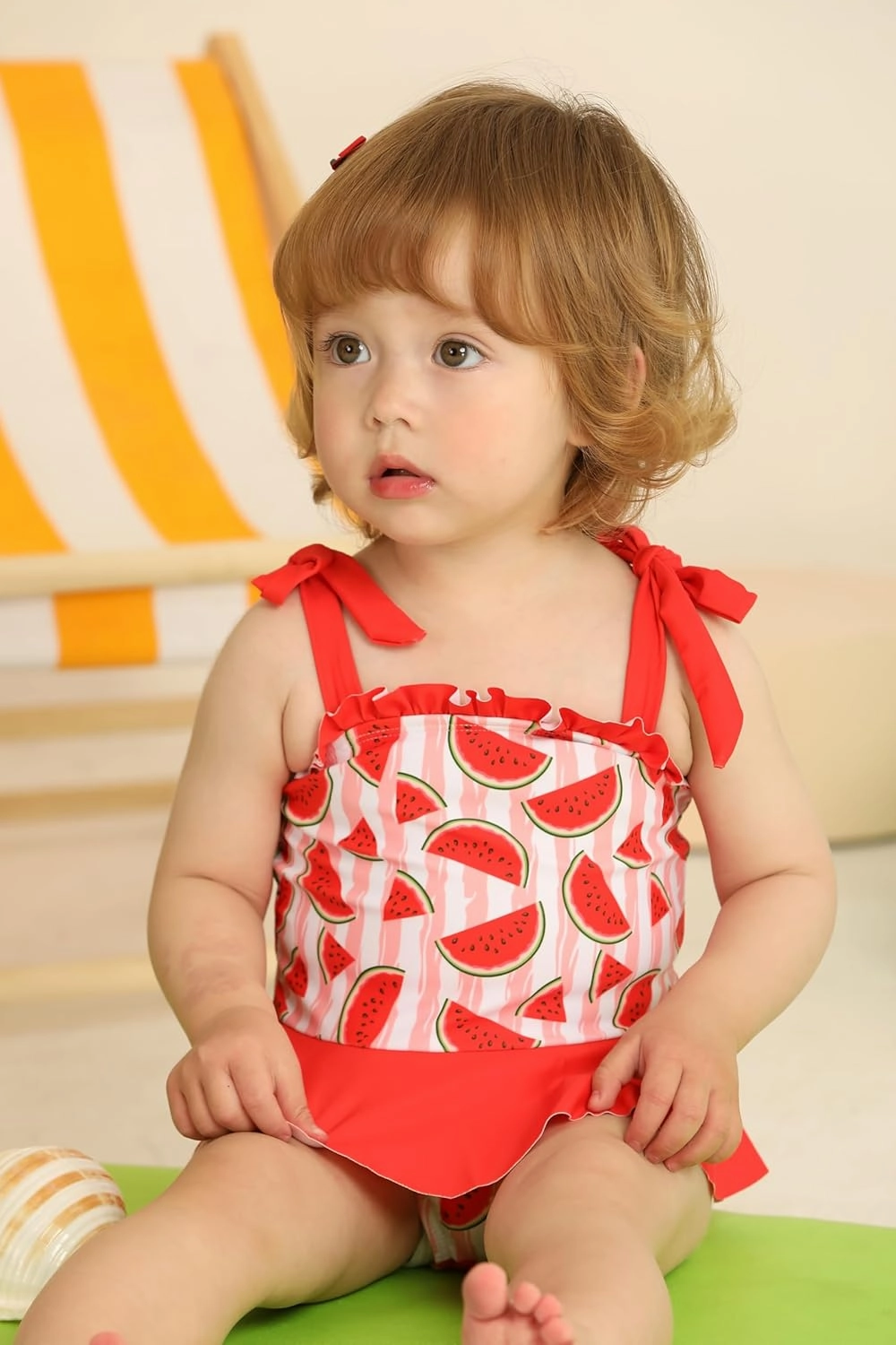 Saeaby Toddler Baby Girl Swimsuit One Piece Swimsuit Ruffle Adjustable Straps Girls' Swimwear Bathing Suits for Girls