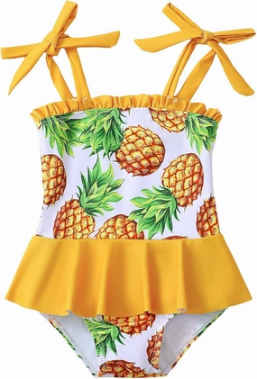 Saeaby Toddler Baby Girl Swimsuit One Piece Swimsuit Ruffle Adjustable Straps Girls' Swimwear Bathing Suits for Girls