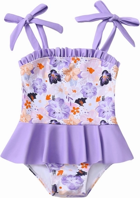 Saeaby Toddler Baby Girl Swimsuit One Piece Swimsuit Ruffle Adjustable Straps Girls' Swimwear Bathing Suits for Girls