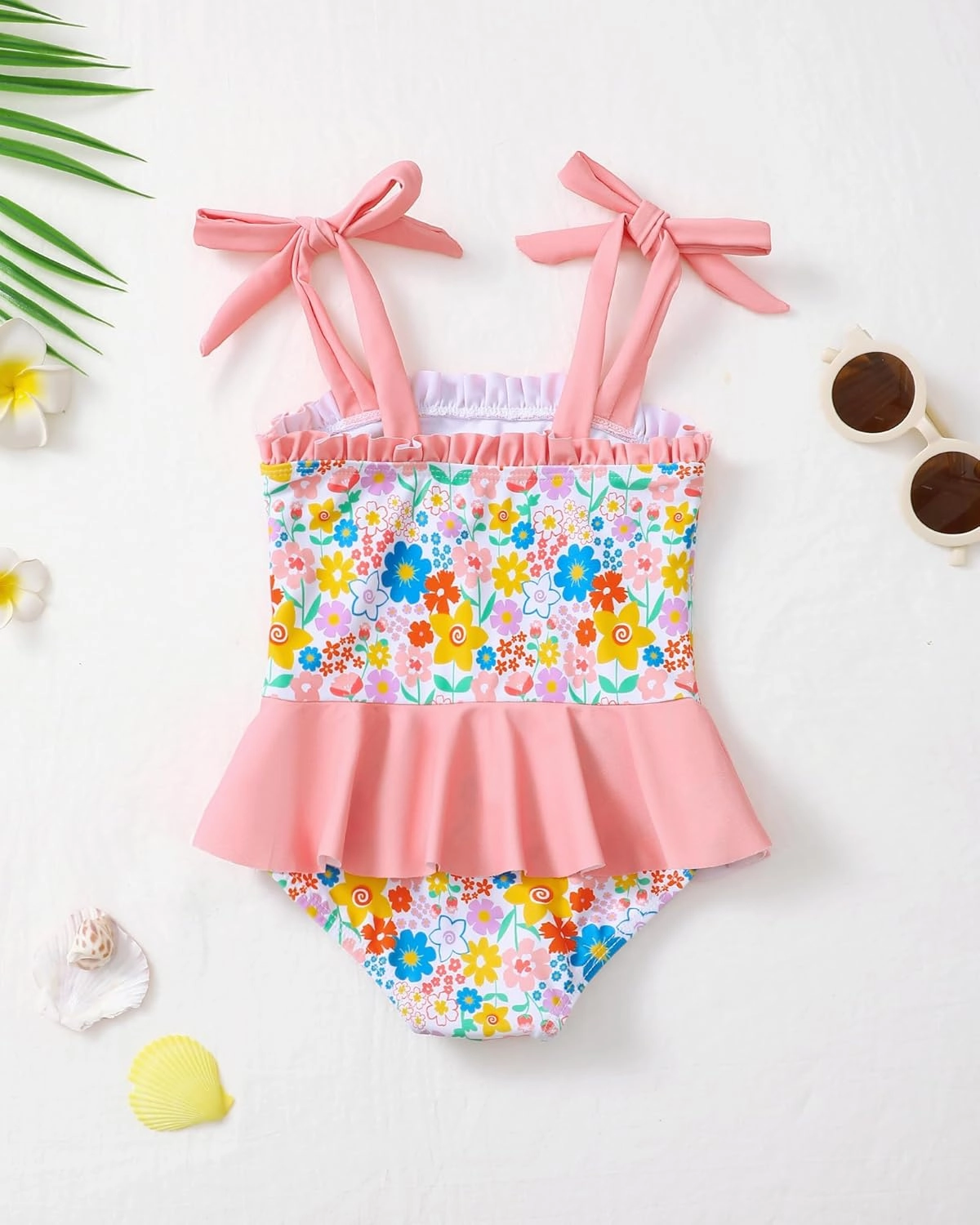 Saeaby Toddler Baby Girl Swimsuit One Piece Swimsuit Ruffle Adjustable Straps Girls' Swimwear Bathing Suits for Girls