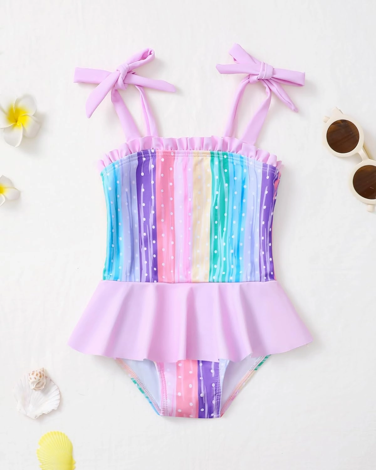Saeaby Toddler Baby Girl Swimsuit One Piece Swimsuit Ruffle Adjustable Straps Girls' Swimwear Bathing Suits for Girls