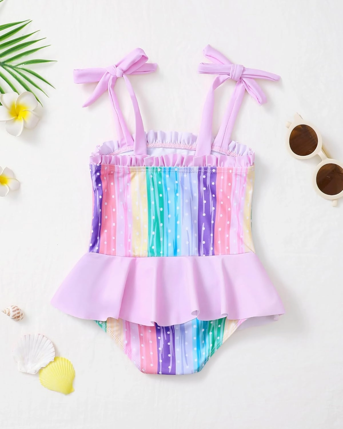 Saeaby Toddler Baby Girl Swimsuit One Piece Swimsuit Ruffle Adjustable Straps Girls' Swimwear Bathing Suits for Girls
