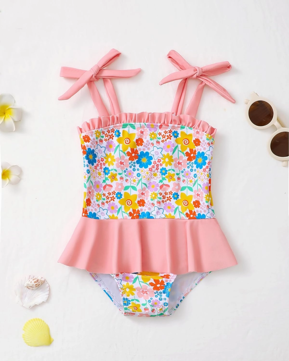 Saeaby Toddler Baby Girl Swimsuit One Piece Swimsuit Ruffle Adjustable Straps Girls' Swimwear Bathing Suits for Girls