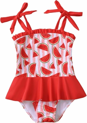 Saeaby Toddler Baby Girl Swimsuit One Piece Swimsuit Ruffle Adjustable Straps Girls' Swimwear Bathing Suits for Girls