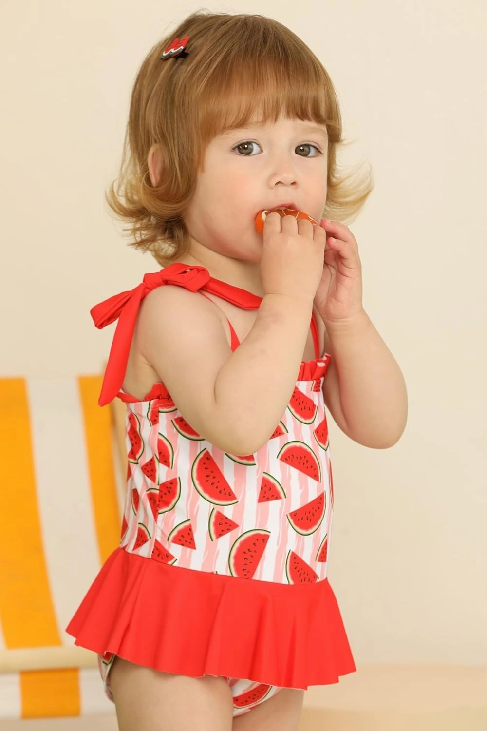 Saeaby Toddler Baby Girl Swimsuit One Piece Swimsuit Ruffle Adjustable Straps Girls' Swimwear Bathing Suits for Girls