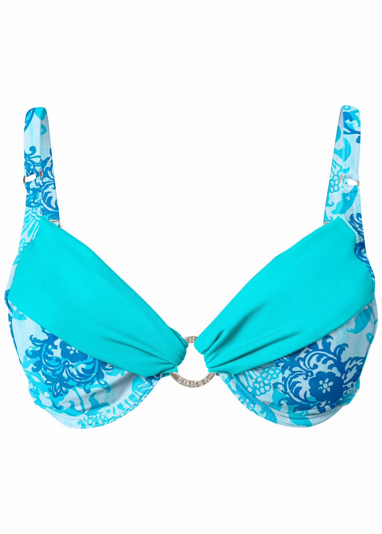 Sally Underwire Ring Top - Aqua Floral Vine