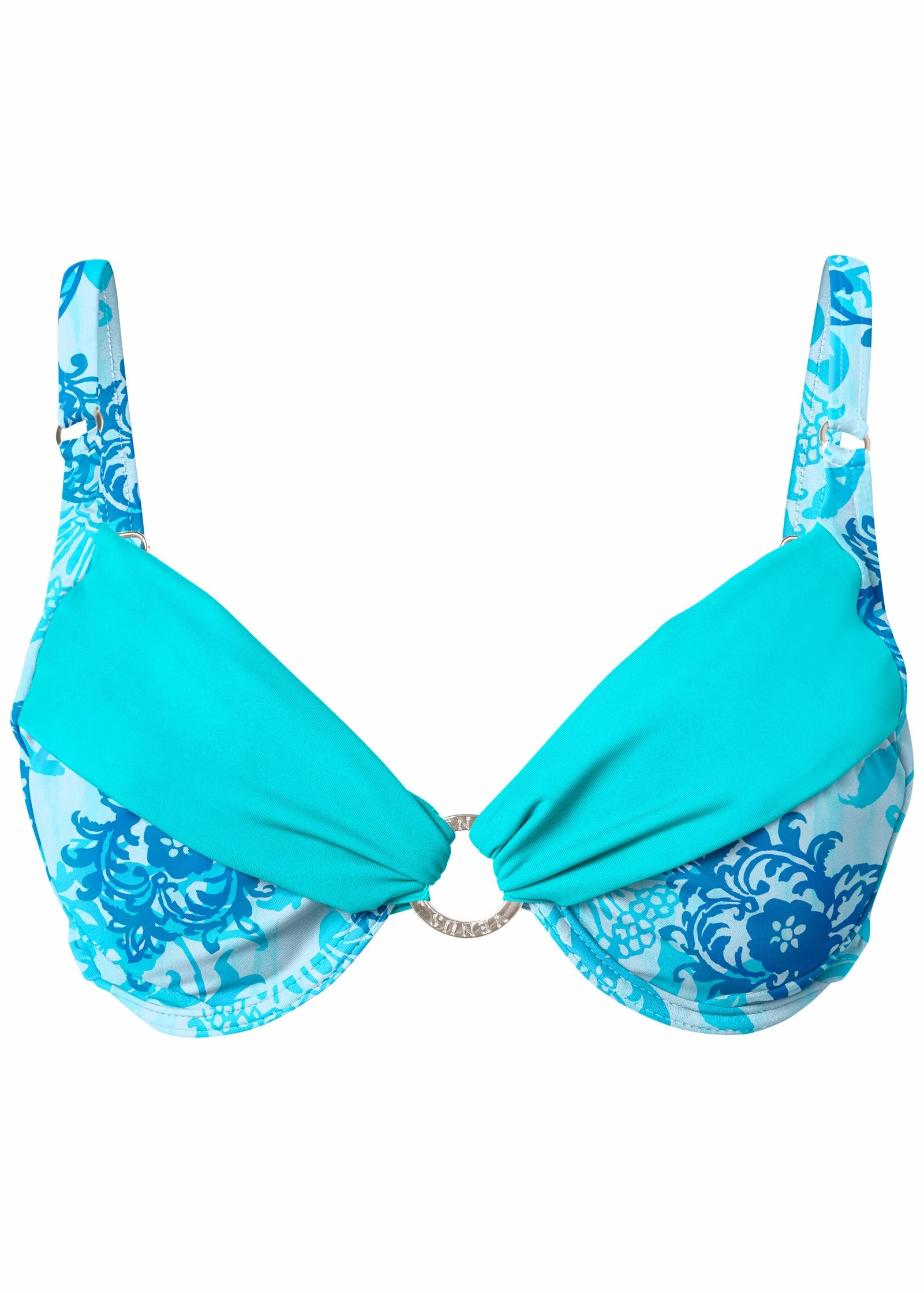 Sally Underwire Ring Top - Aqua Floral Vine