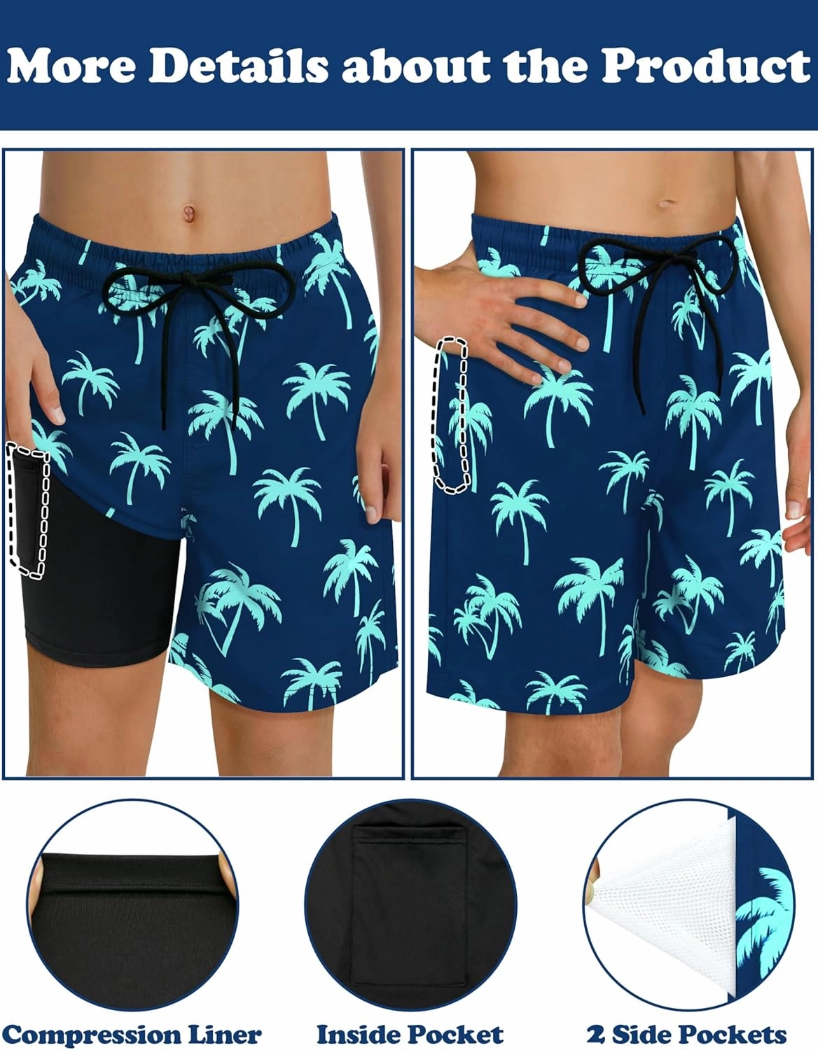 Sarfel Boys Swim Trunks with Compression Liner Kids Swimsuits Boys Bathing Suit Kids Board Shorts Teen Boy Quick Dry Shorts