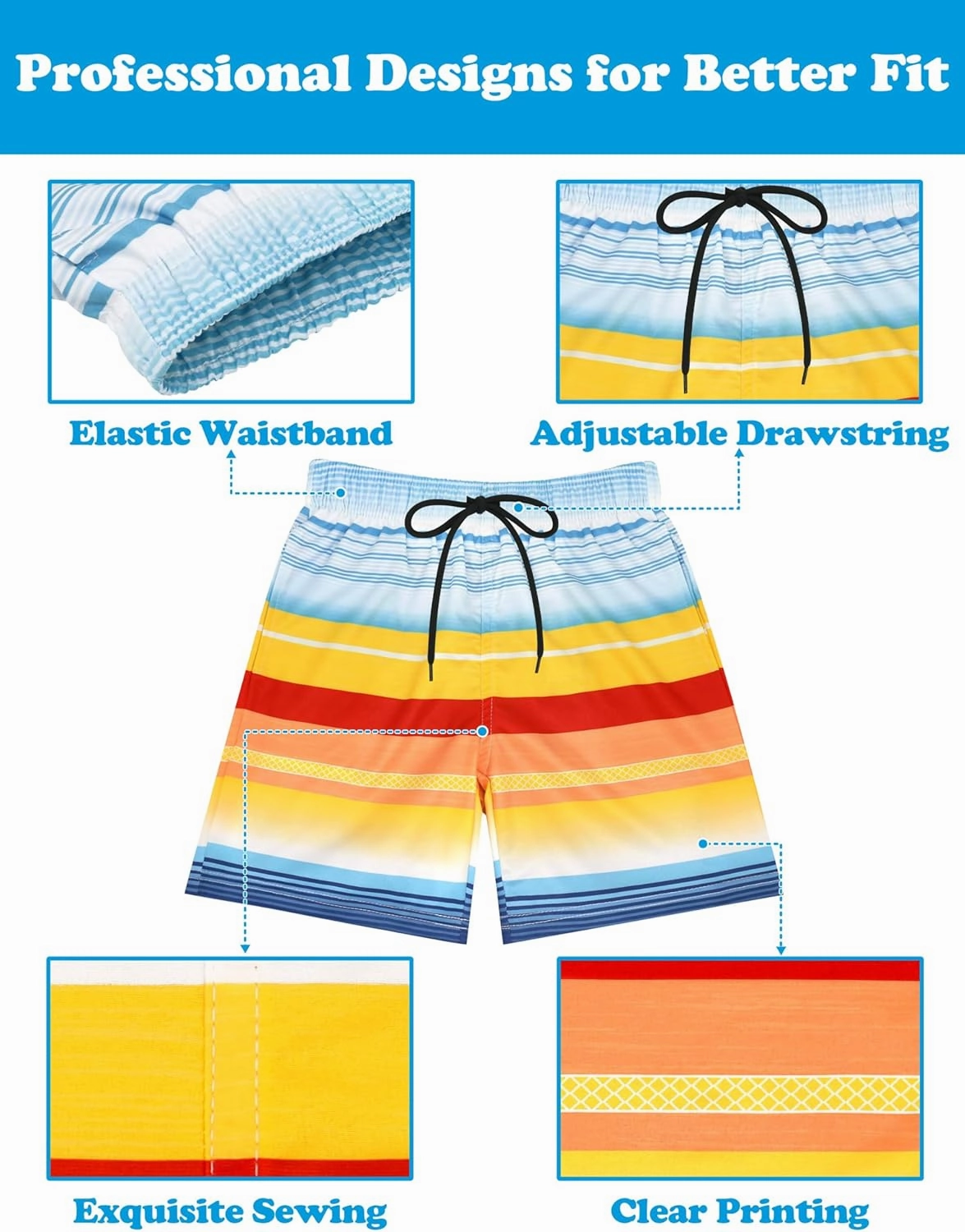Sarfel Boys Swim Trunks with Compression Liner Kids Swimsuits Boys Bathing Suit Kids Board Shorts Teen Boy Quick Dry Shorts