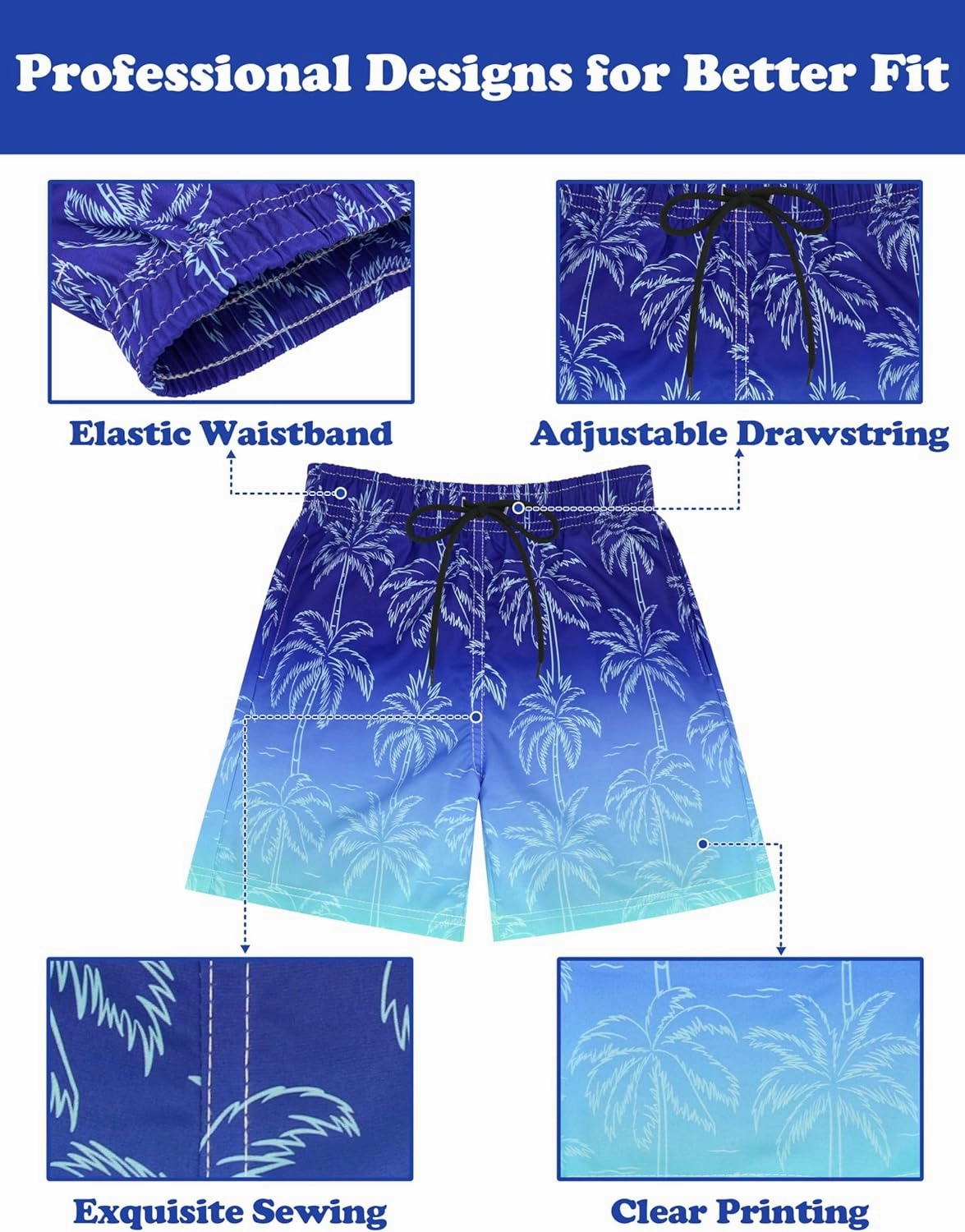 Sarfel Boys Swim Trunks with Compression Liner Kids Swimsuits Boys Bathing Suit Kids Board Shorts Teen Boy Quick Dry Shorts