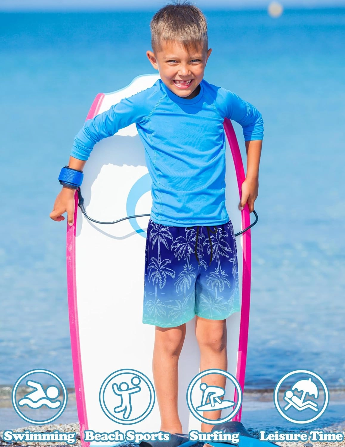Sarfel Boys Swim Trunks with Compression Liner Kids Swimsuits Boys Bathing Suit Kids Board Shorts Teen Boy Quick Dry Shorts