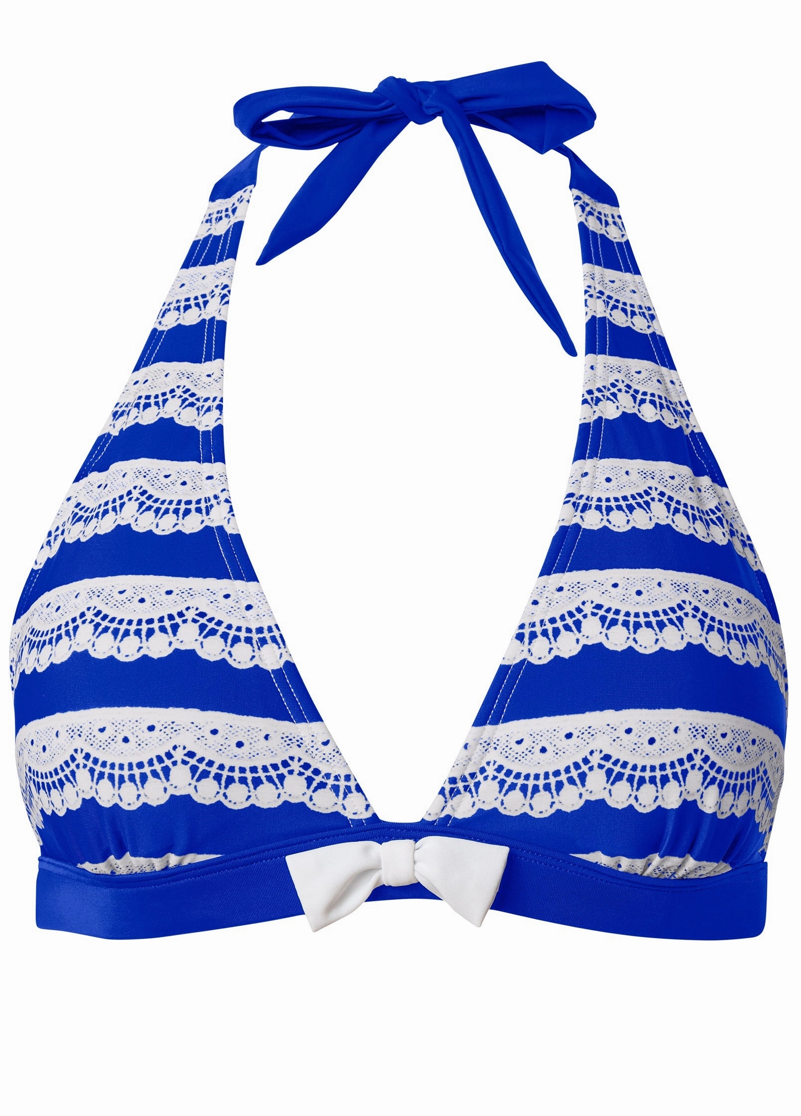 Sash Tie Halter Top - Eyelet Stripe