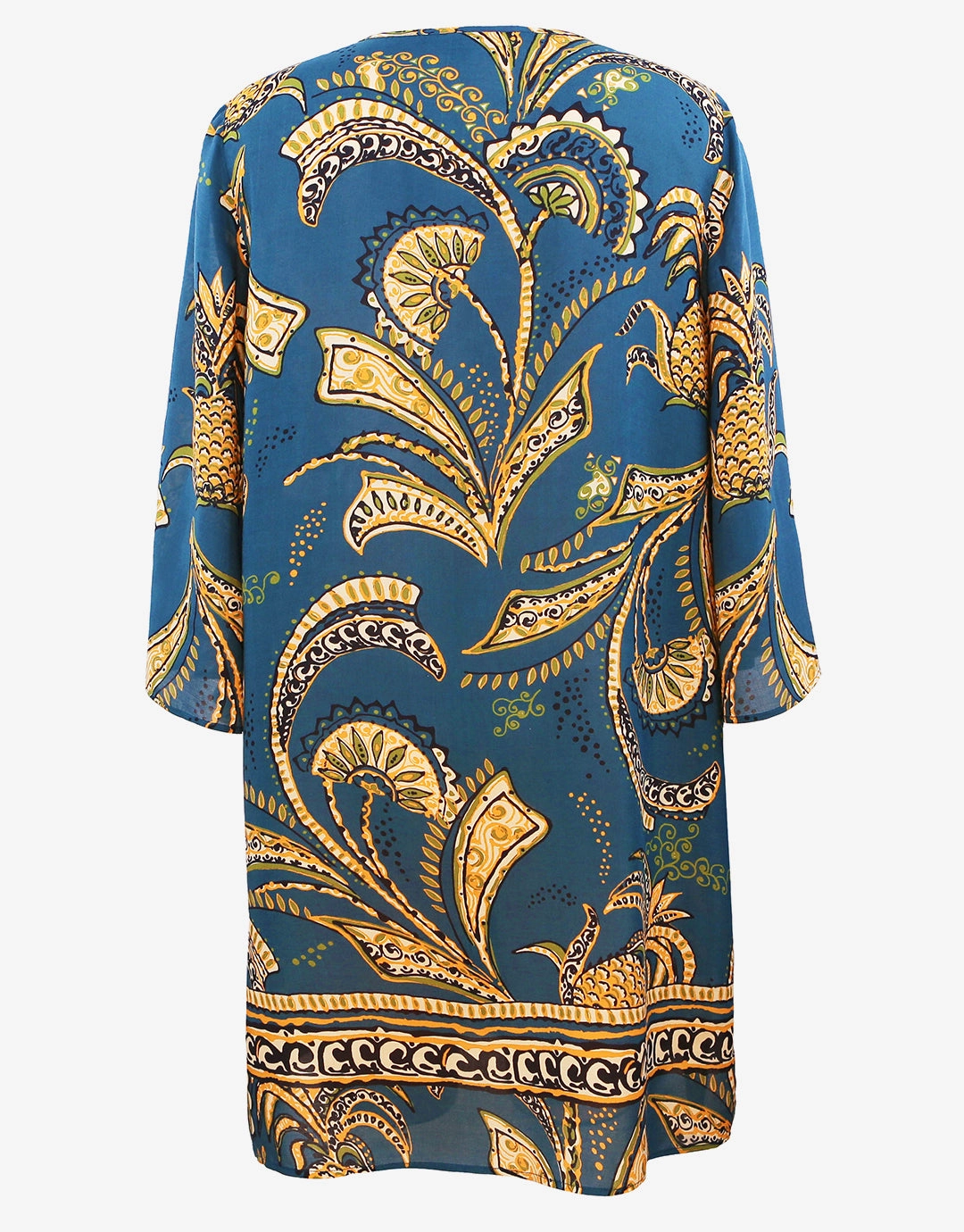 Satin Fruits Tunic - Ocean Pineapple