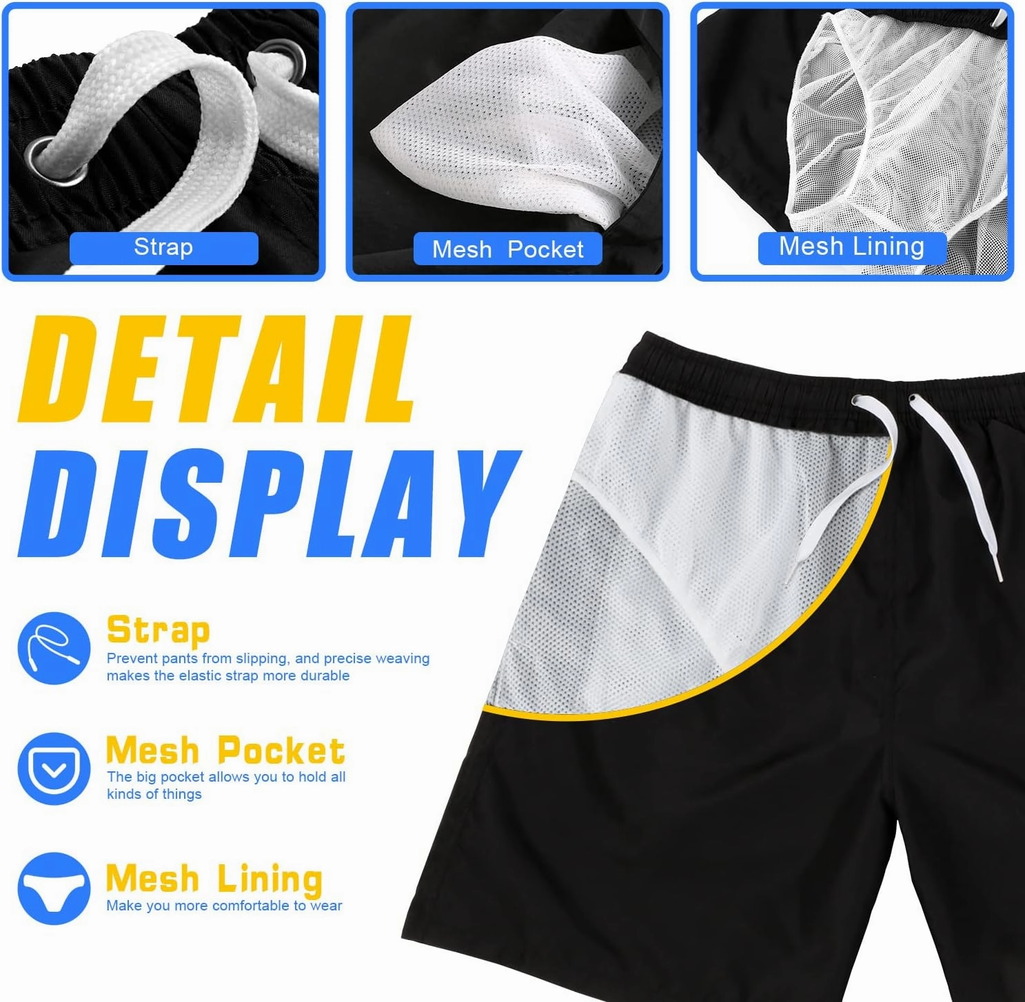 Scotamalone Mens Swim Trunks Swimming Shorts Swimwear Bathing Suits Quick Dry 7 Inch with Mesh Lining
