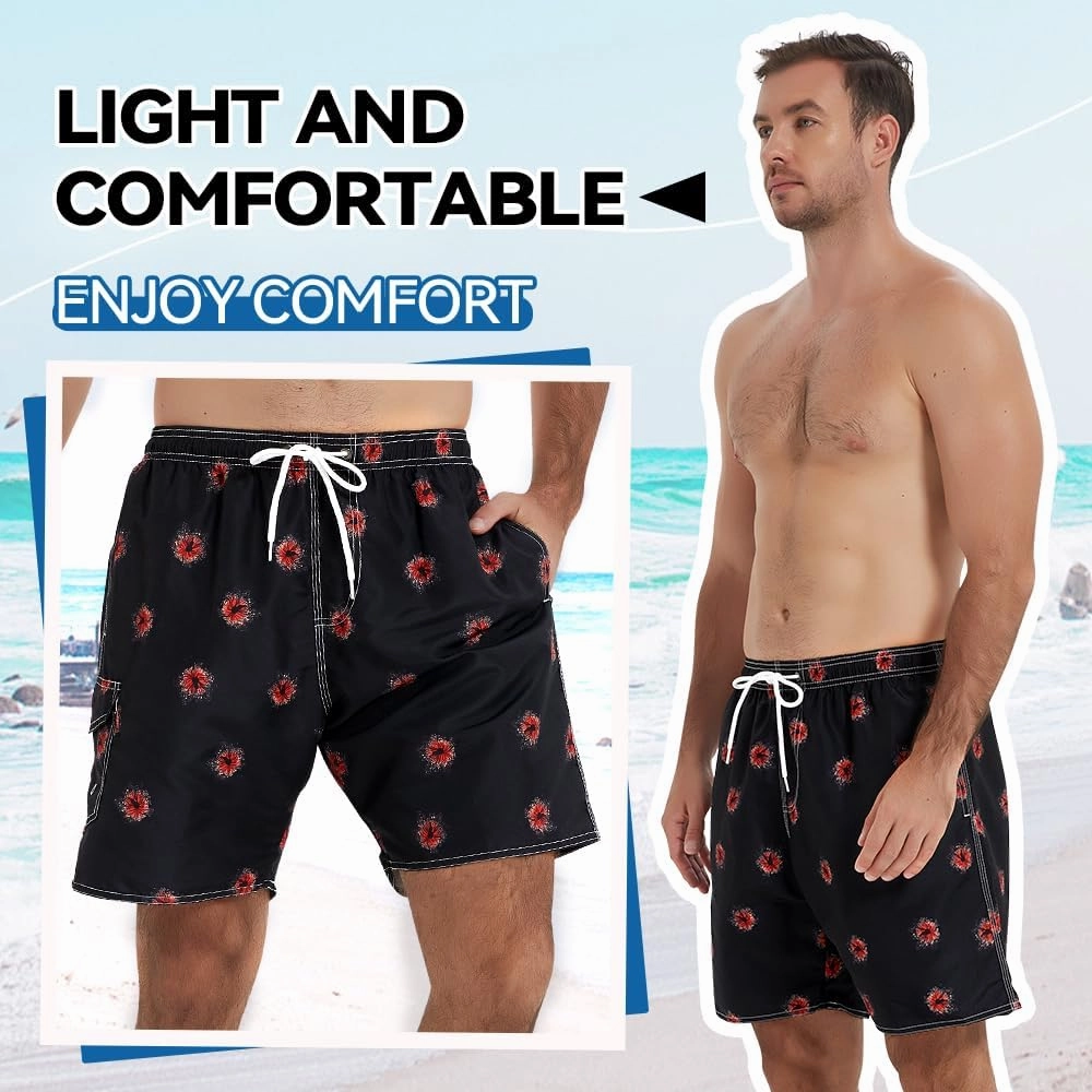 Scotamalone Mens Swim Trunks Swimming Shorts Swimwear Bathing Suits Quick Dry 7 Inch with Mesh Lining
