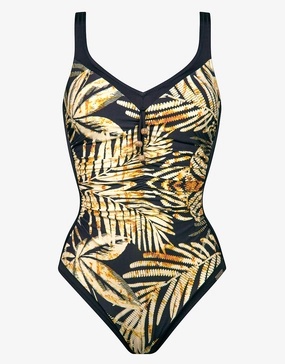 Seductive Leaves Moulded Swimsuit - Black Ivory