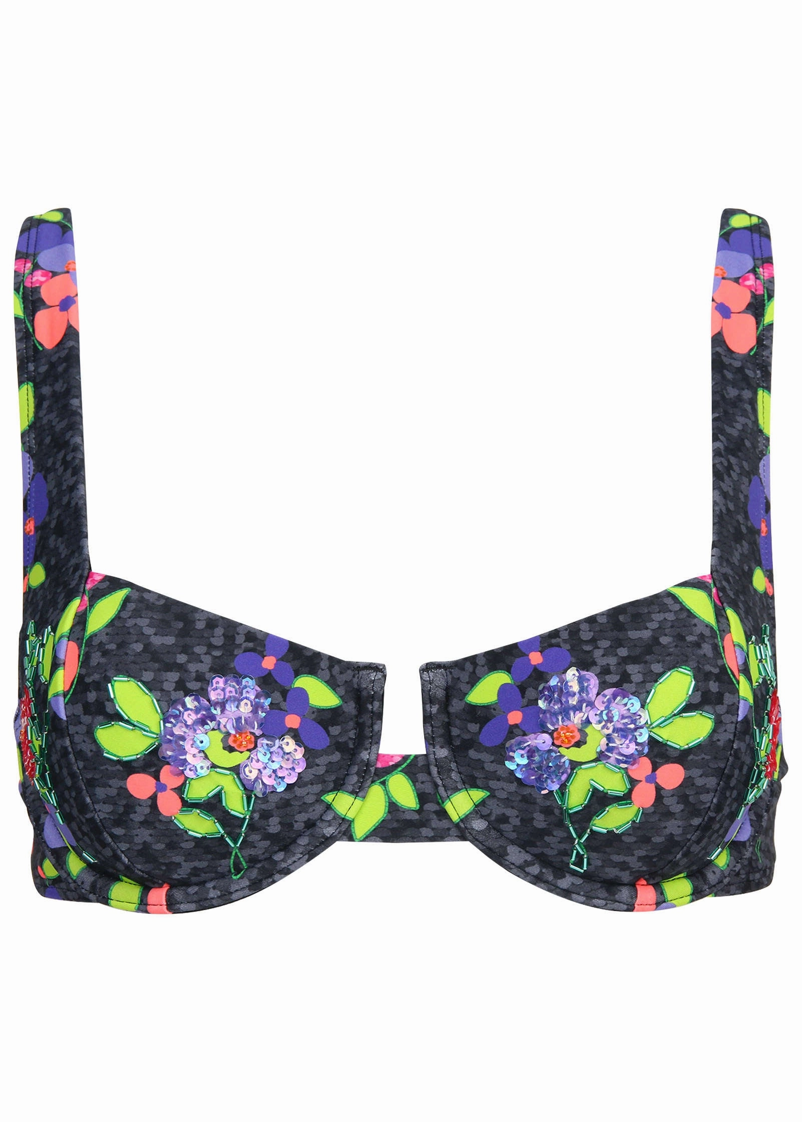 Sequin Underwire Swim Top - Sparkly Bouquet