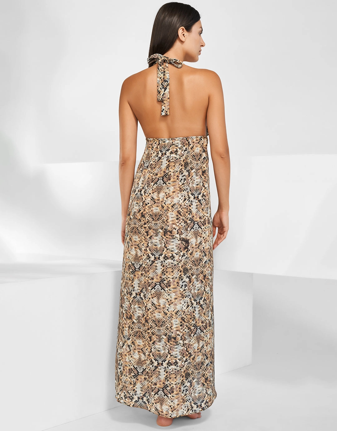 Serpent Maxi Halter Dress - Python
