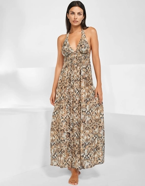 Serpent Maxi Halter Dress - Python