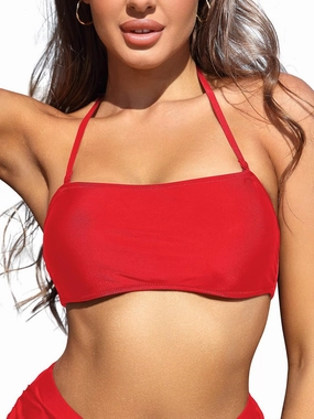 SHEKINI Womens Bandeau Bathing Suits Removable Strap Halter Bandage Bikini Tops Swimsuit