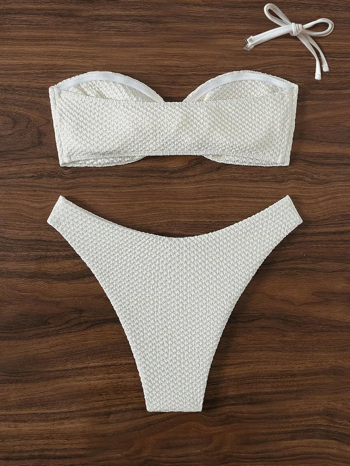 SHENHE Women's Strapless Tie Front 2 Piece Swimsuits Sexy Thong Bandeau Bikini Set