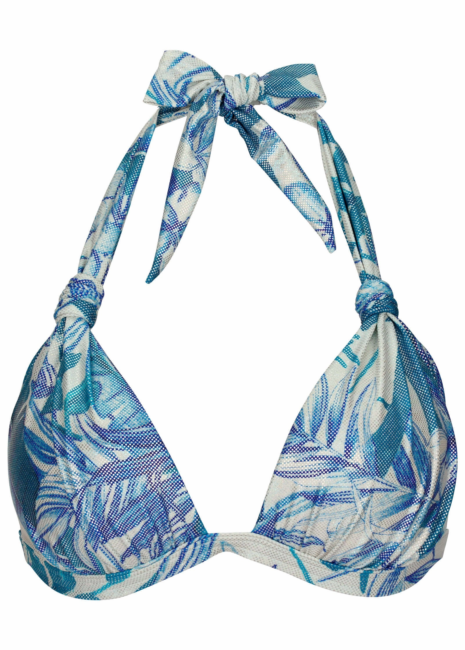 Shine Goddess Push-Up Halter Top - Denim Botanical