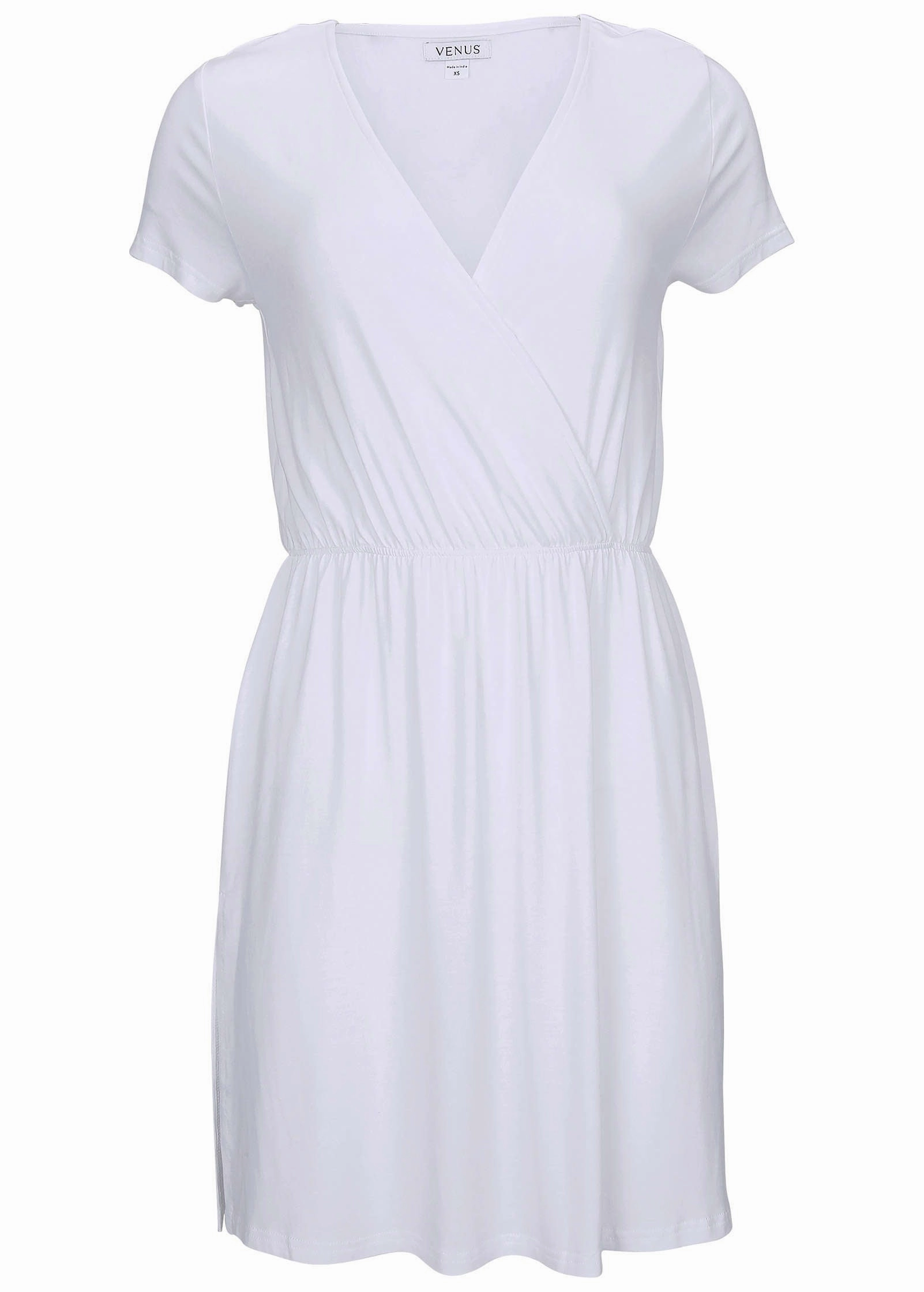 Short Sleeve Cover-Up Dress - White