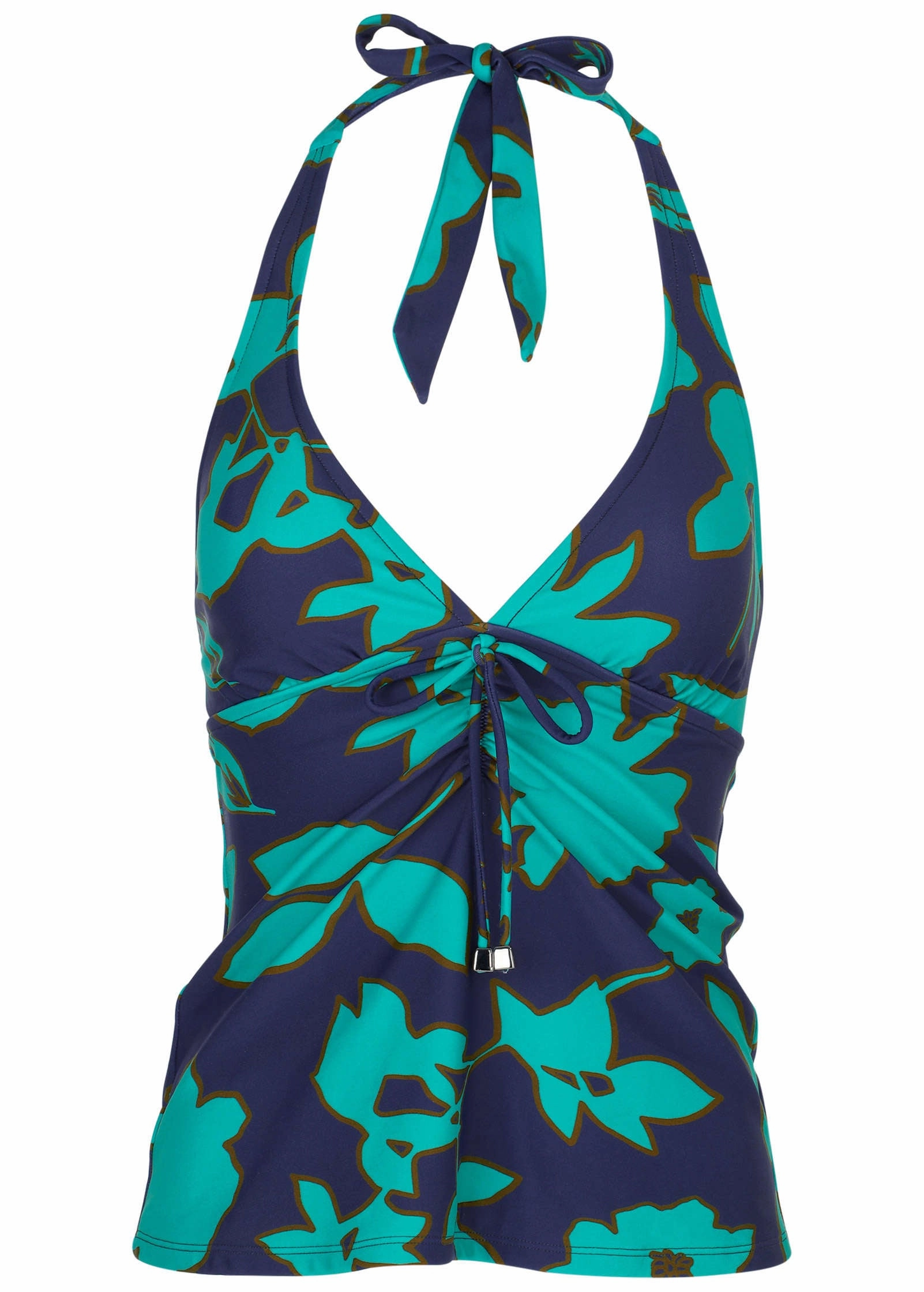 Sicily Halter Tankini - Blue Block Floral