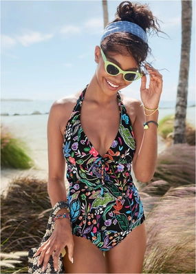 Sicily Halter Tankini - Midnight Elegance