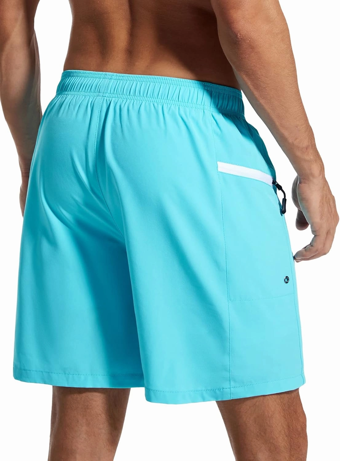 SILKWORLD 7 Inch Mens Swim Trunks with Compression Liner Quick-Dry Bathing Suit with Zipper Pockets