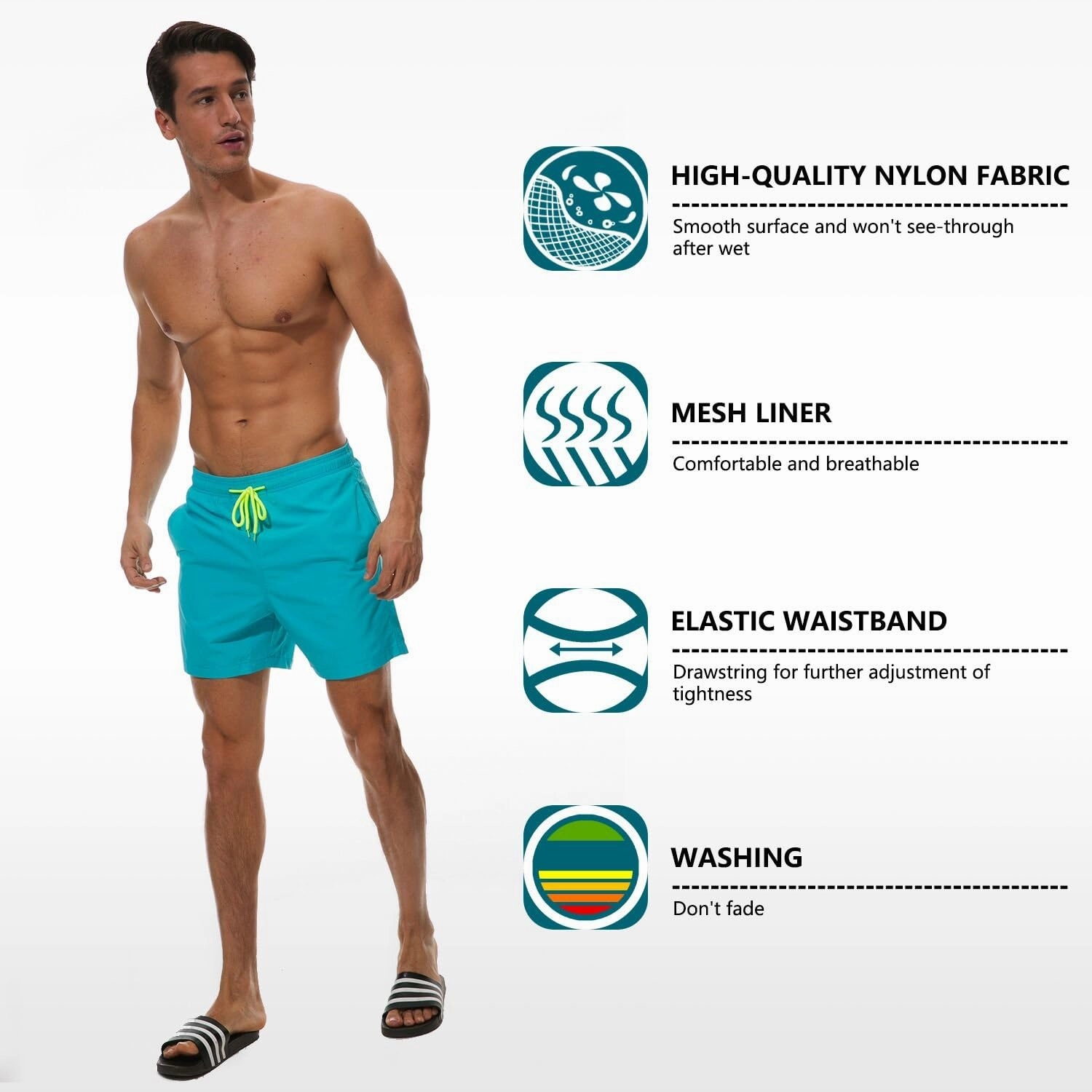SILKWORLD Men's Swim Trunks Quick Dry Beach Shorts with Pockets