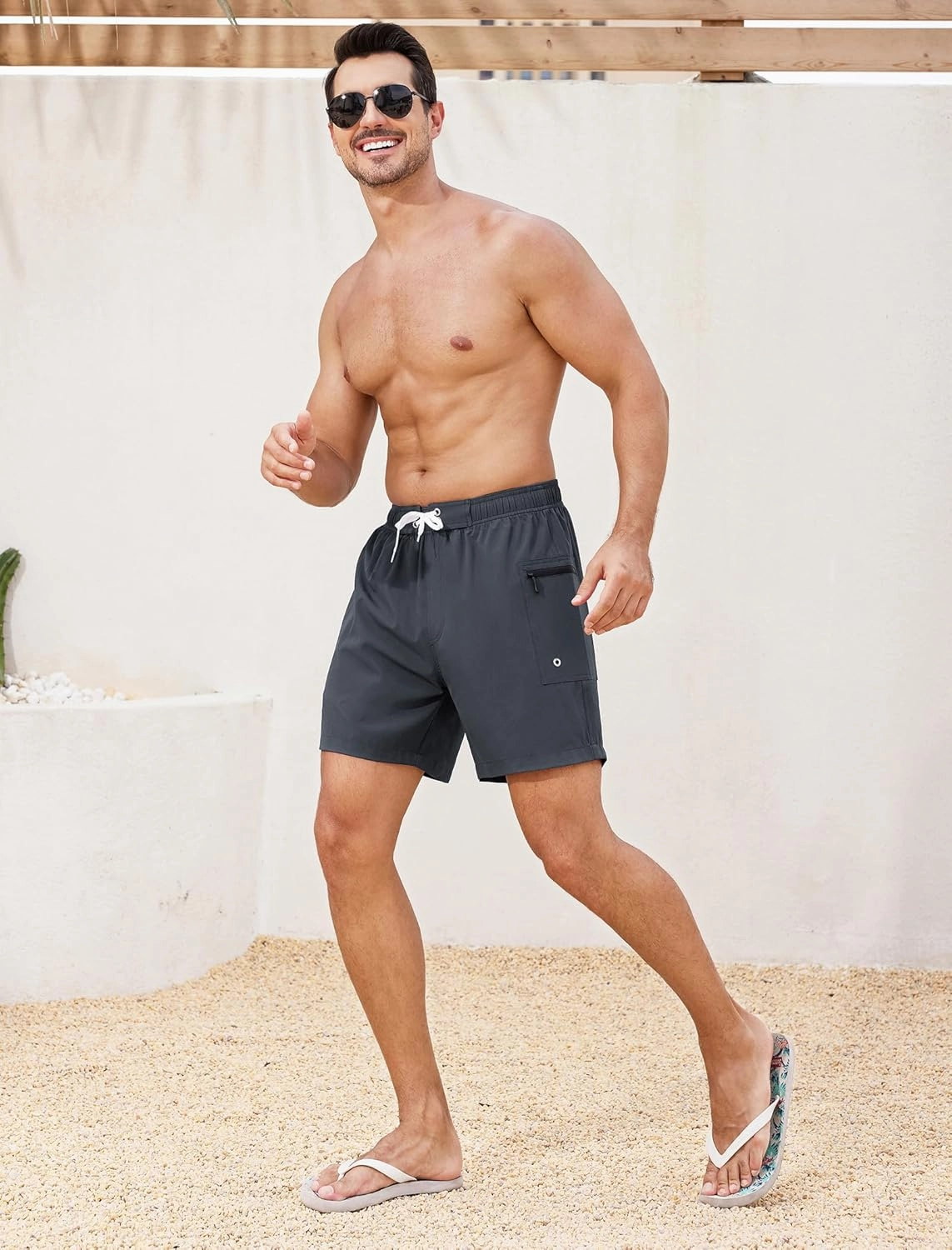 SILKWORLD Mens Swim Trunks 6" Quick Dry Bathing Suit Beach Swimming Shorts with Compression Liner and Zipper Pockets