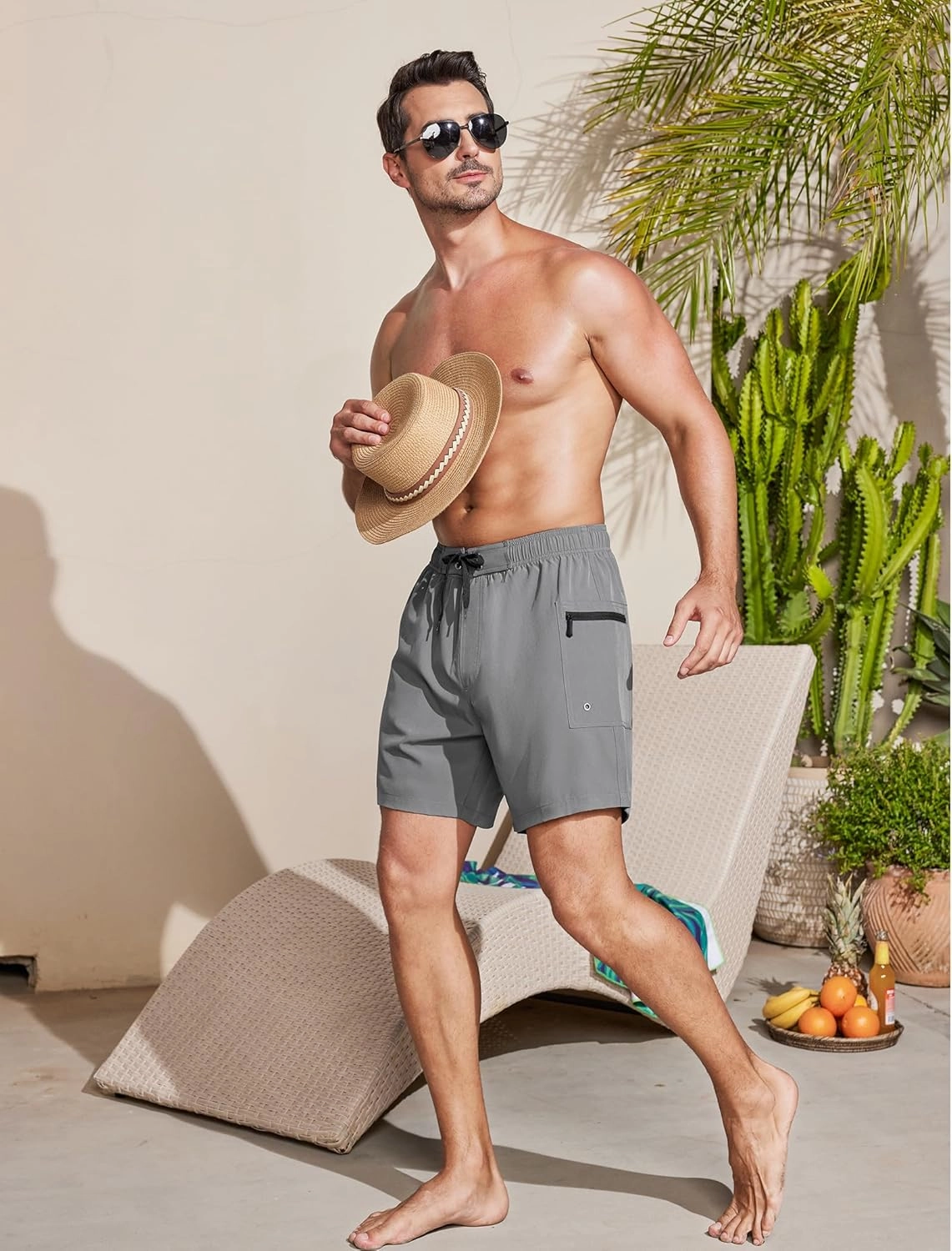 SILKWORLD Mens Swim Trunks 6" Quick Dry Bathing Suit Beach Swimming Shorts with Compression Liner and Zipper Pockets