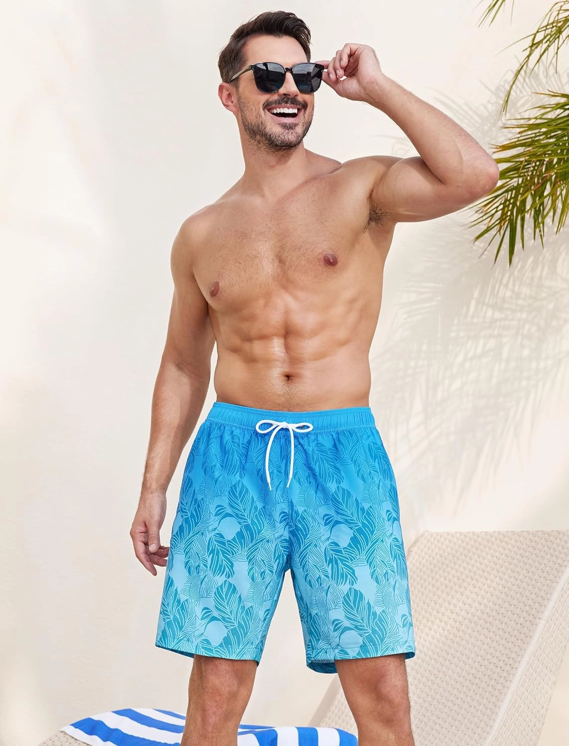 SILKWORLD Mens Swim Trunks Quick Dry Swimming Shorts with Compression Liner and Zipper Pockets