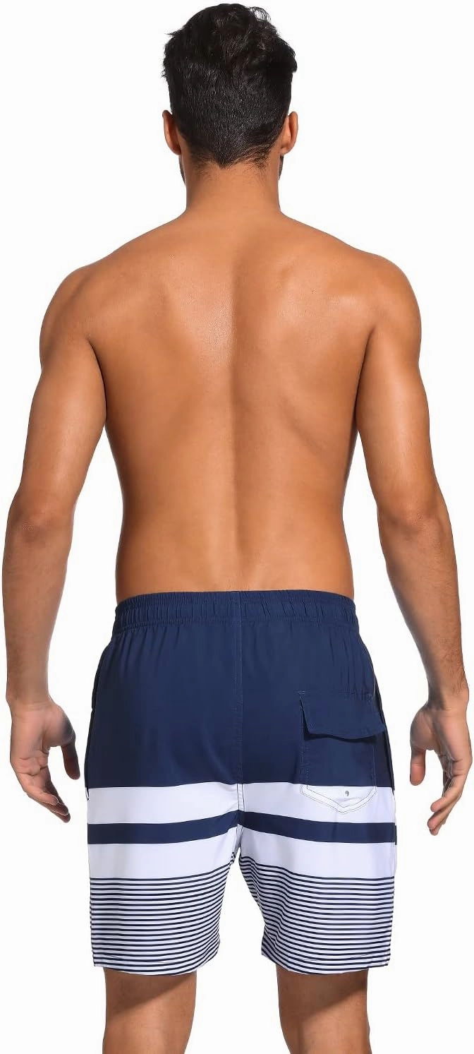SILKWORLD Mens Swim Trunks with Compression Liner 2 in 1 Quick Dry Bathing Suit Beach Shorts with Zipper Pockets