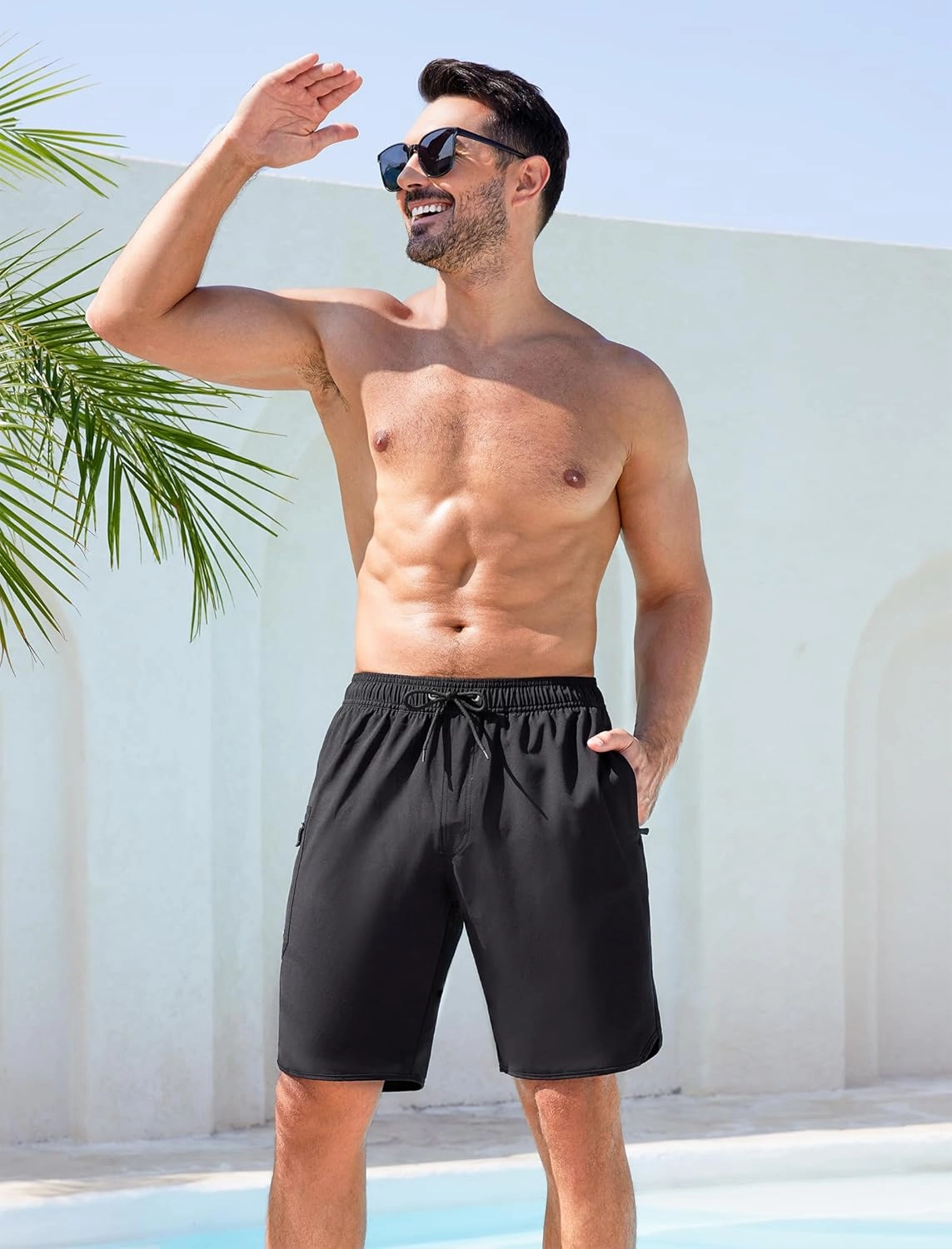 SILKWORLD Mens Swim Trunks with Compression Liner 9 Inch Long Bathing Suit 2 in 1 Beach Quick Dry Shorts with Pockets