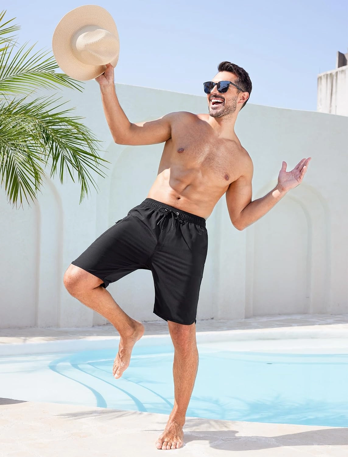 SILKWORLD Mens Swim Trunks with Compression Liner 9 Inch Long Bathing Suit 2 in 1 Beach Quick Dry Shorts with Pockets