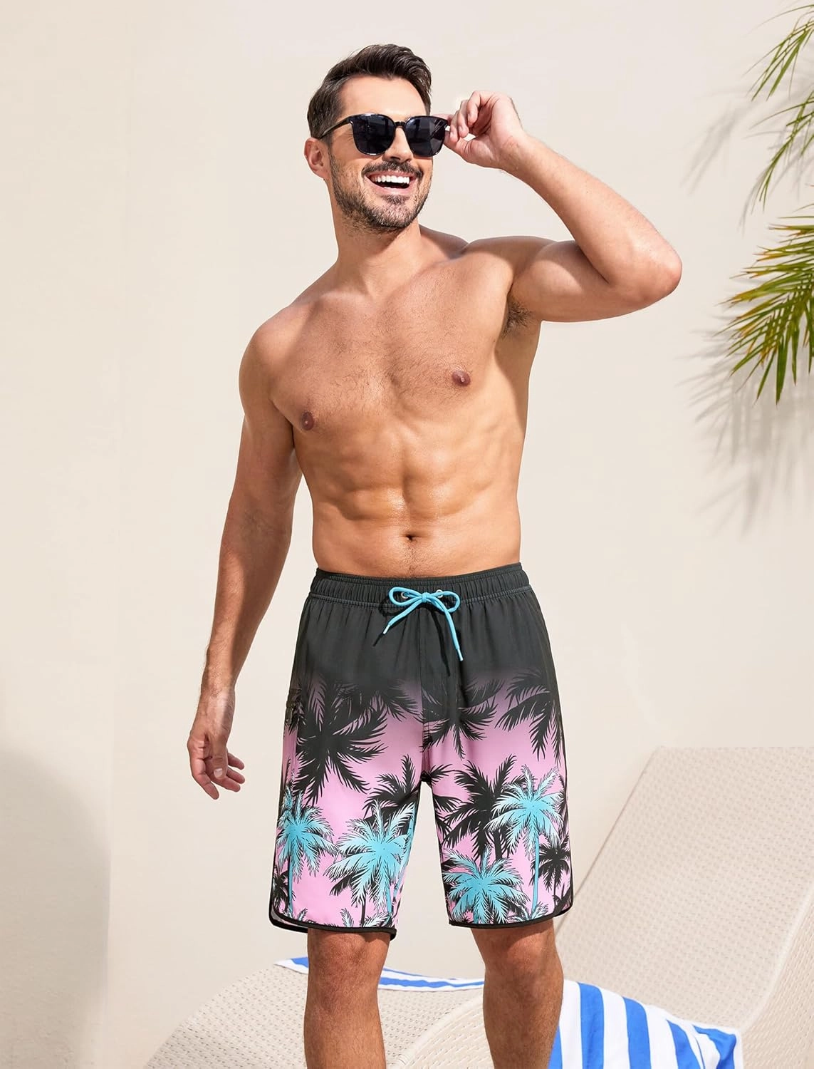 SILKWORLD Mens Swim Trunks with Compression Liner 9 Inch Long Bathing Suit 2 in 1 Beach Quick Dry Shorts with Pockets