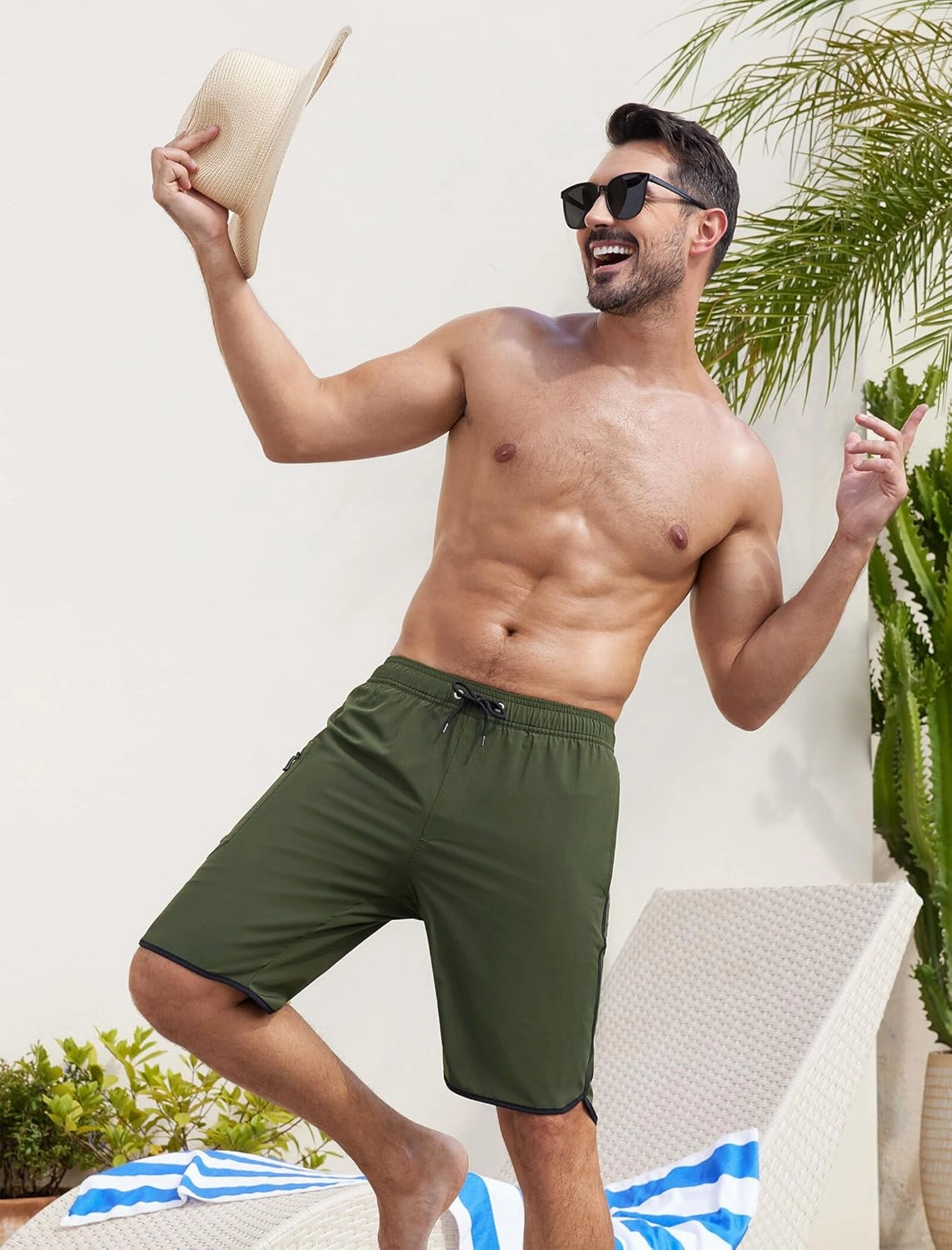 SILKWORLD Mens Swim Trunks with Compression Liner 9 Inch Long Bathing Suit 2 in 1 Beach Quick Dry Shorts with Pockets