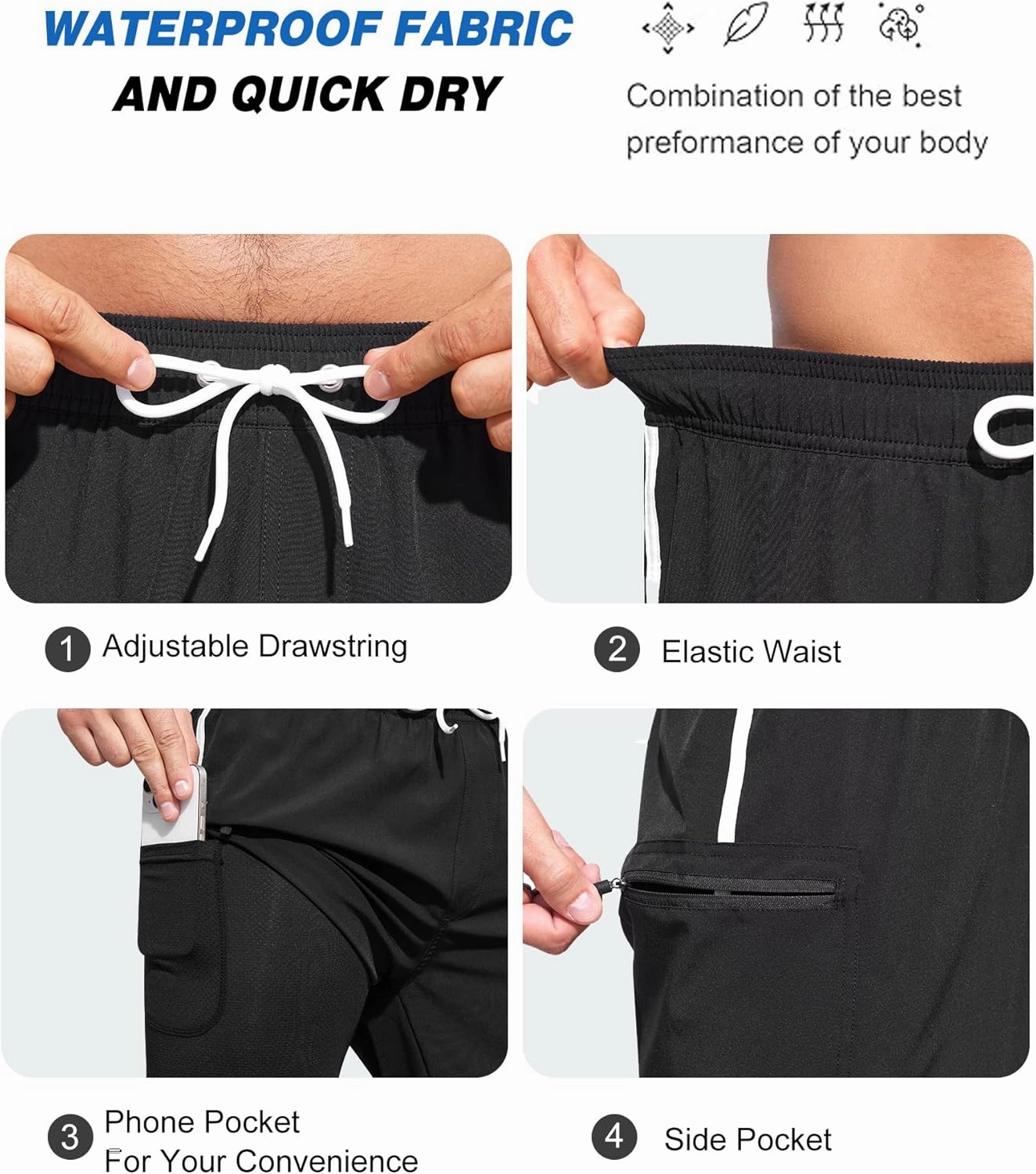 SILKWORLD Mens Swim Trunks with Compression Liner 9 Inch Long Bathing Suit 2 in 1 Beach Quick Dry Shorts with Pockets