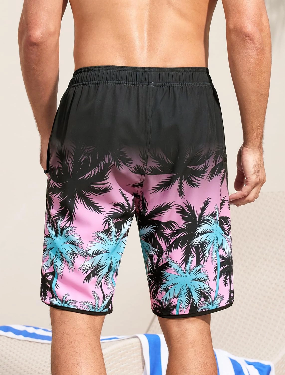 SILKWORLD Mens Swim Trunks with Compression Liner 9 Inch Long Bathing Suit 2 in 1 Beach Quick Dry Shorts with Pockets