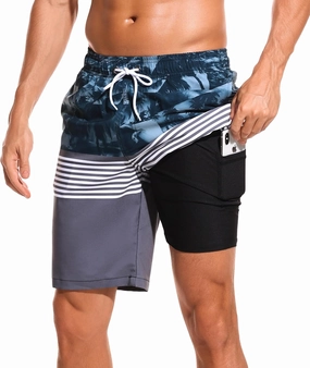SILKWORLD Mens Swimming Shorts Quick Dry Beach Trunks Swimwear with Mesh Lining
